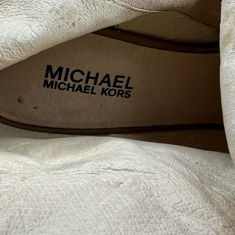 Michael Michael Kors Tan Leather Upper Peep Toe Boots Size 9.5 - Picture 12 of 16